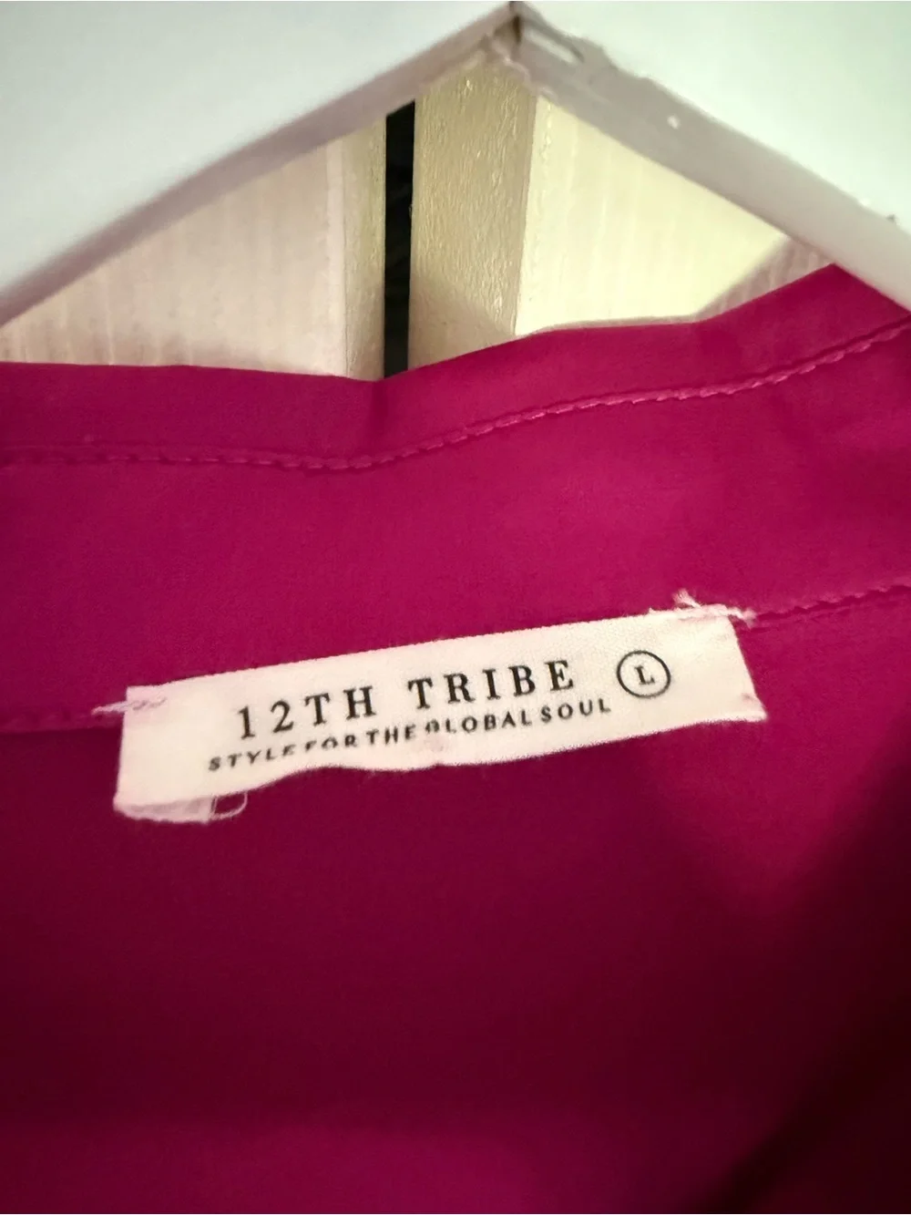 12th Tribe Hot Pink Satin Shiny Shirt Dress Button Down Collared Mini Large - Picture 5 of 8